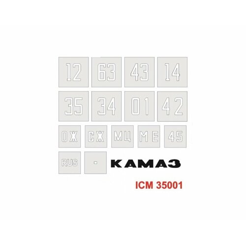 Трафарет номера на кузов Камаз-4310 (ICM 35001) 1:35 KAV M35 009
