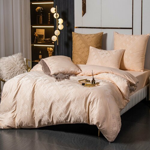 Комплект постельного белья Сатин Жаккард GC005, 1.5 спальный, наволочки 50-70 2 шт