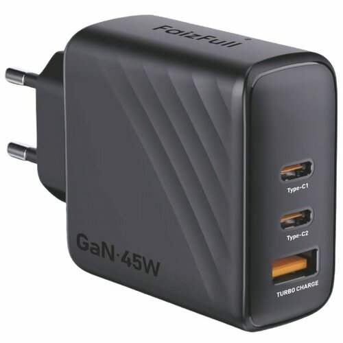 Сетевое зарядное устройство FaizFull без кабеля FC126 USB-Cх2 45W USB-A 20W Черное