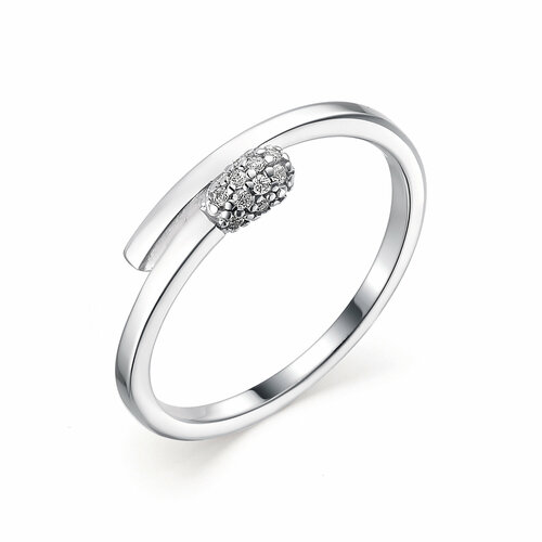 Кольцо Яхонт, серебро, 925 проба, родирование, фианит, размер 17, бесцветный