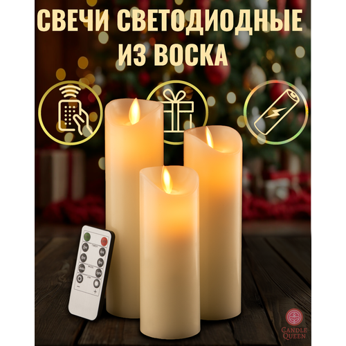 Свечи светодиодные восковые декоративные набор из 3-х штук на батарейках R3S19MT022 2400₽