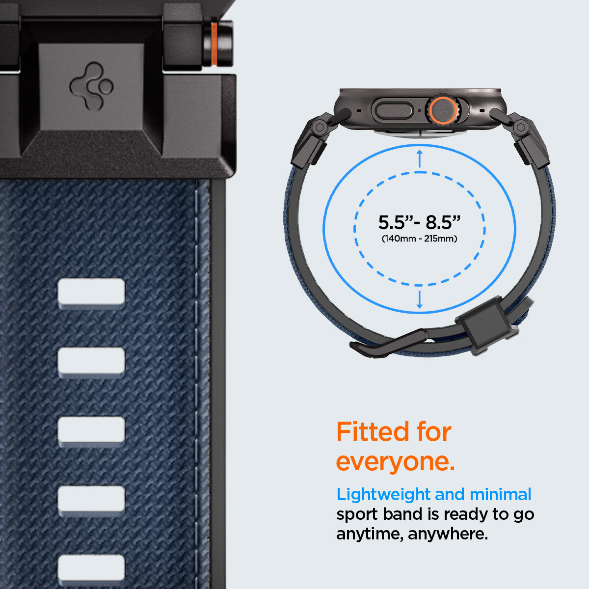 Ремешок Spigen на Apple Watch (49/46/45/44 mm) (AMP09103) DuraPro Armor / Спиген ремешок для Эпл Вотч, синий — фото 1