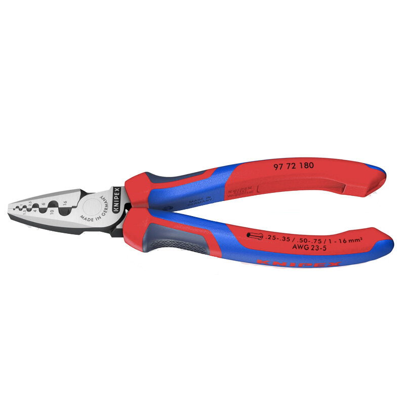 Knipex KN 9772180 Пресс клещи для обжима контактных гильз  кол во гнёзд  9  0 25   16 0 мм²  AWG 23   5   L 180 мм  2 к ручки