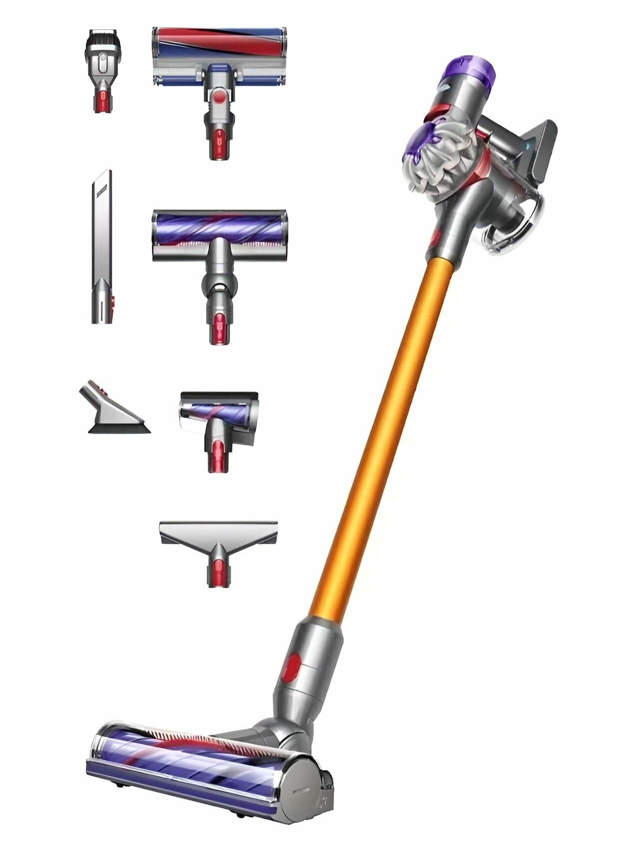 Вертикальный пылесос Dyson V8 Absolute (SV25) (Silver Yellow) + Переходник — фото 1