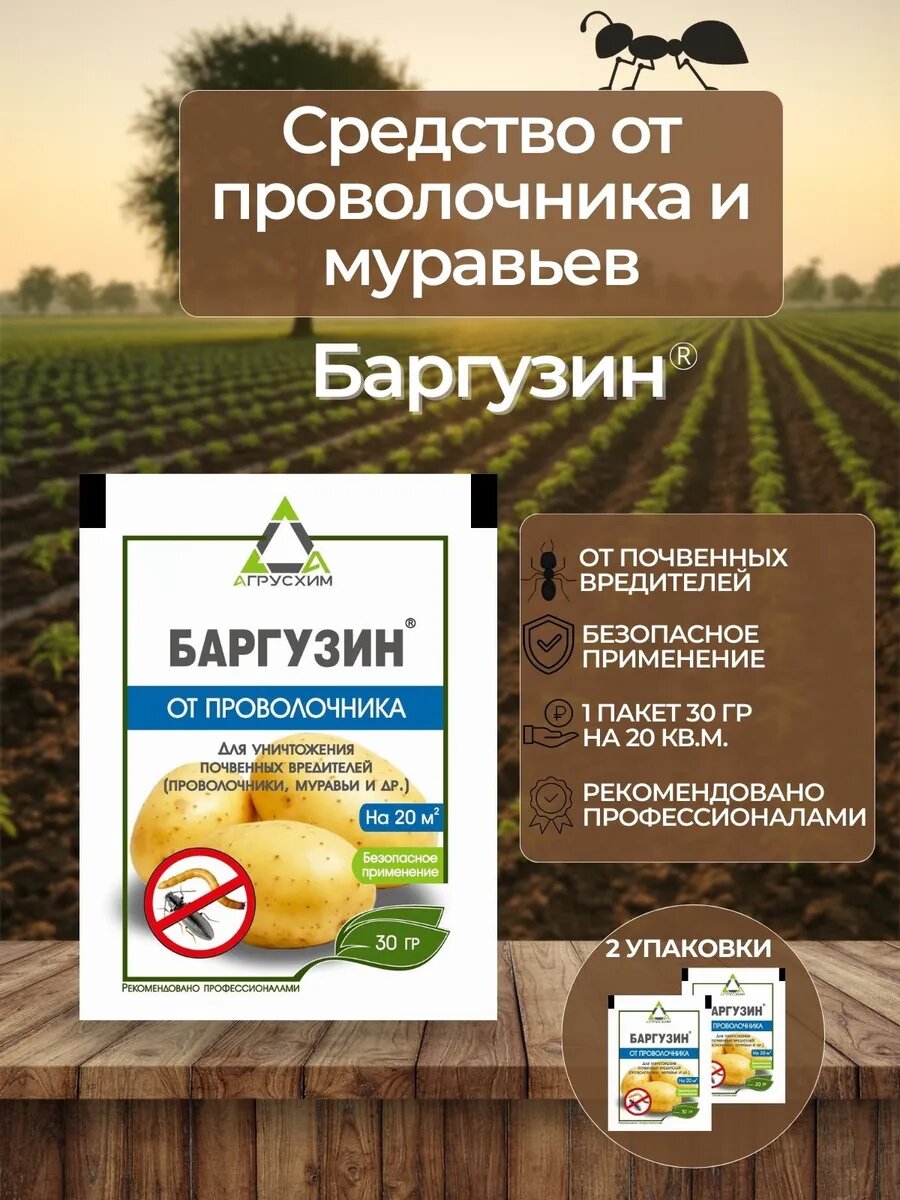 Набор от насекомых АГРУСХИМ  Баргузин   гранулы  для овощных культур  100г кг диазинон