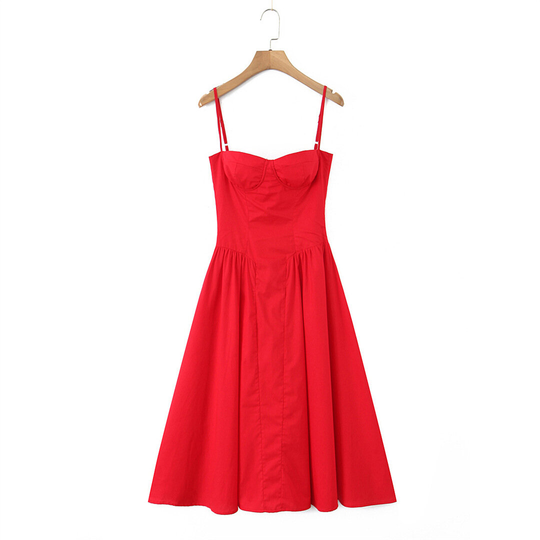 Платье, европейский стиль, плиссировка, на подтяжках