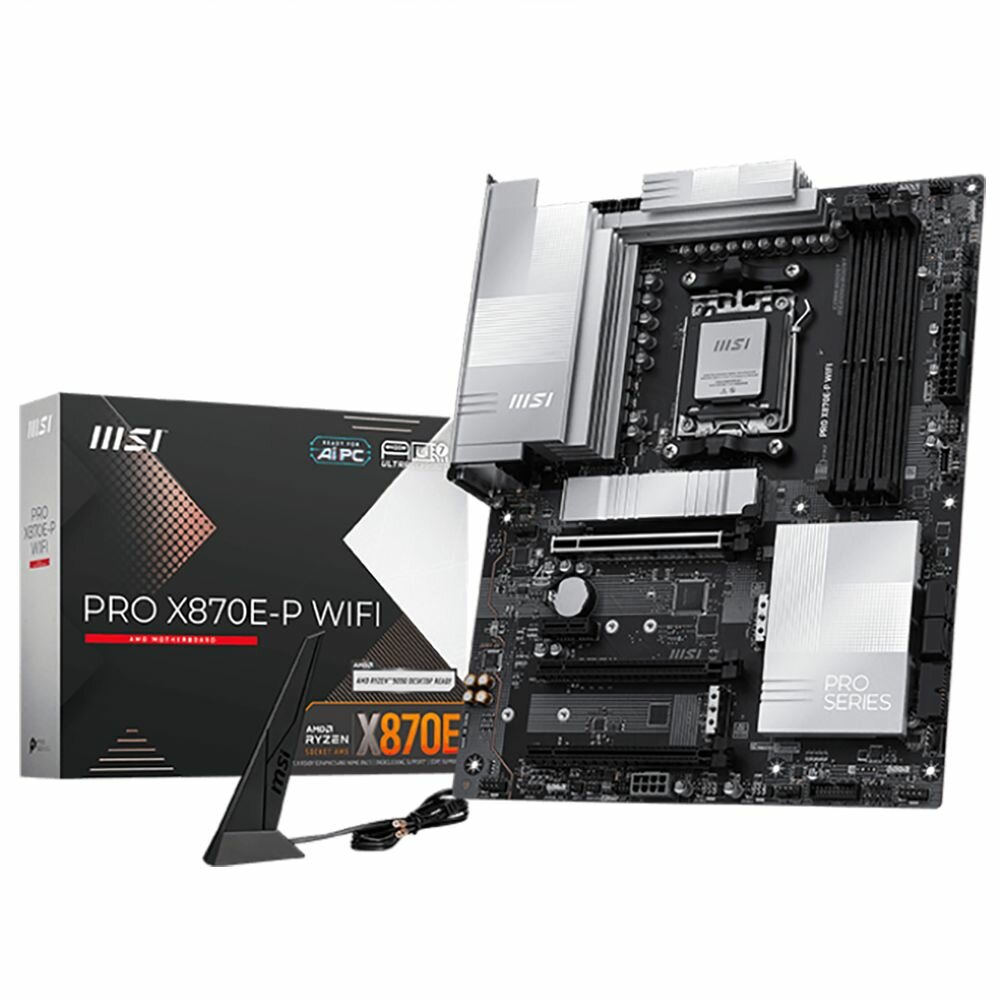 Материнская плата MSI PRO X870E-P WIFI, AM5, AMD X870E, ATX, RTL (PRO X870E-P WIFI)