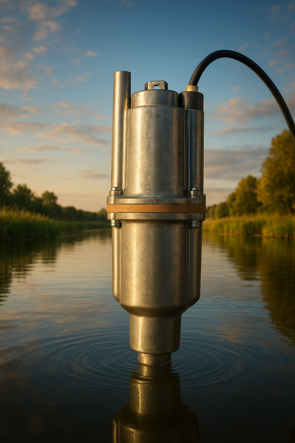 Насос погружной для воды Ручеек 1М нижний забор воды для колодца или пруда / алюминиевая обмотка кабель 10 м