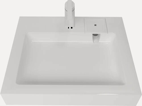 Изображение товара Раковина над стиральной машиной Stella Polar Солярис 61x50 на кронштейнах, белая, глянцевая, раковина для ванной из искусственного мрамора, прямоугольная