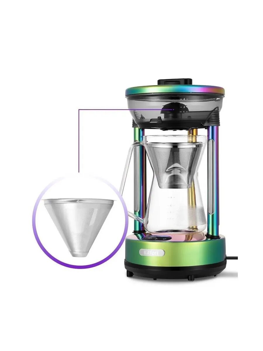 Кофеварка капельная КТ-7488 600Вт зеленый