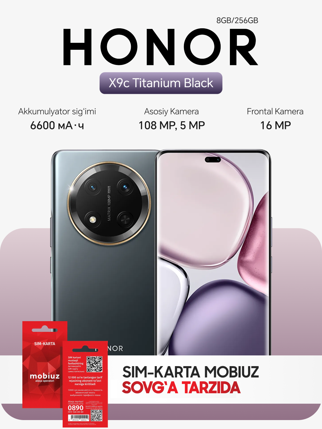 Смартфон Honor X9c. 8/256. Black. Ударопрочный современный, технологичный смартфон