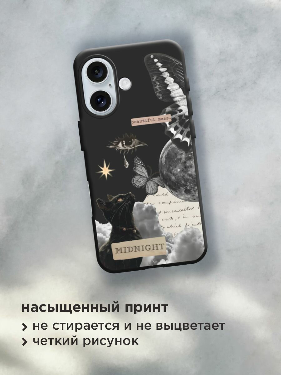 Чехол на Apple iPhone 16 / Айфон 16 с принтом "midnight collage" — фото 1