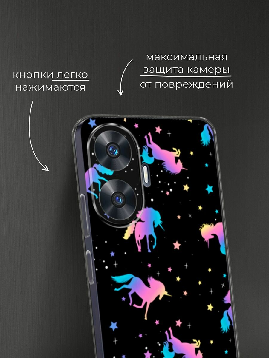 Чехол на Realme C55 / Реалми C55 с принтом "Единороги градиент" — фото 1
