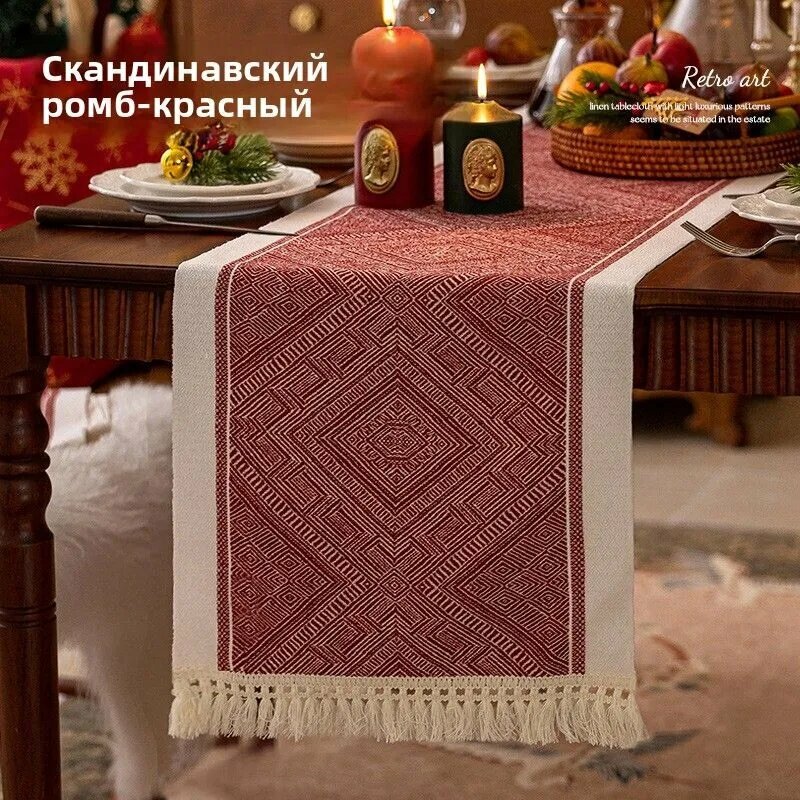 Дорожка для стола Лён 35x270см, практичное изделие для повседневного использования дома и в поездках