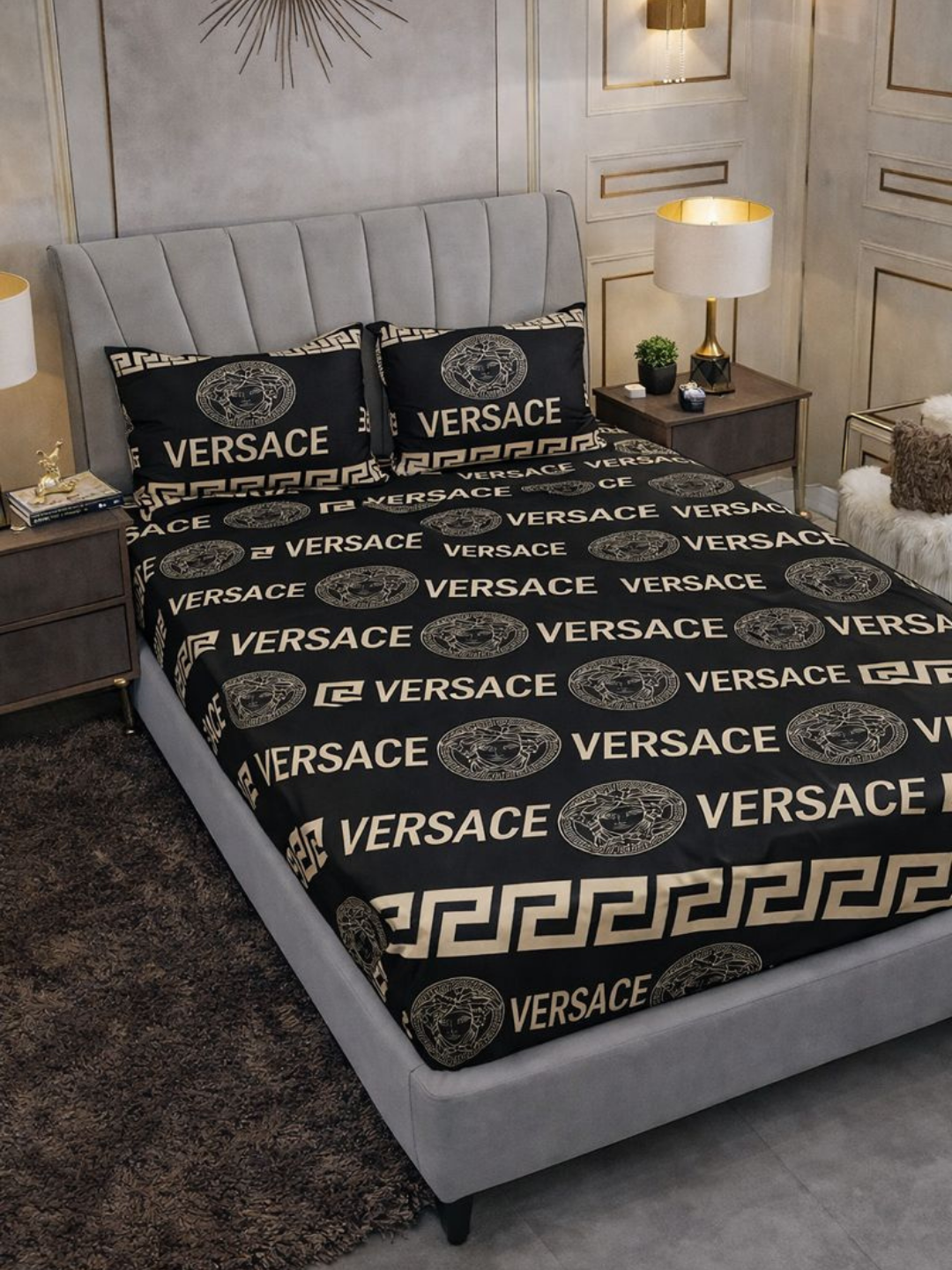 Простыня, 2-спальная, на резинке, с наволочками, сатин, розовая