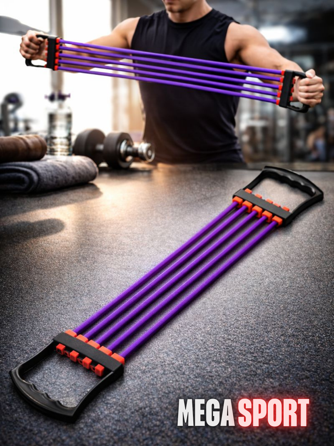 Грудной эспандер, с ручками, резиновый, для силовых тренировок_76-2