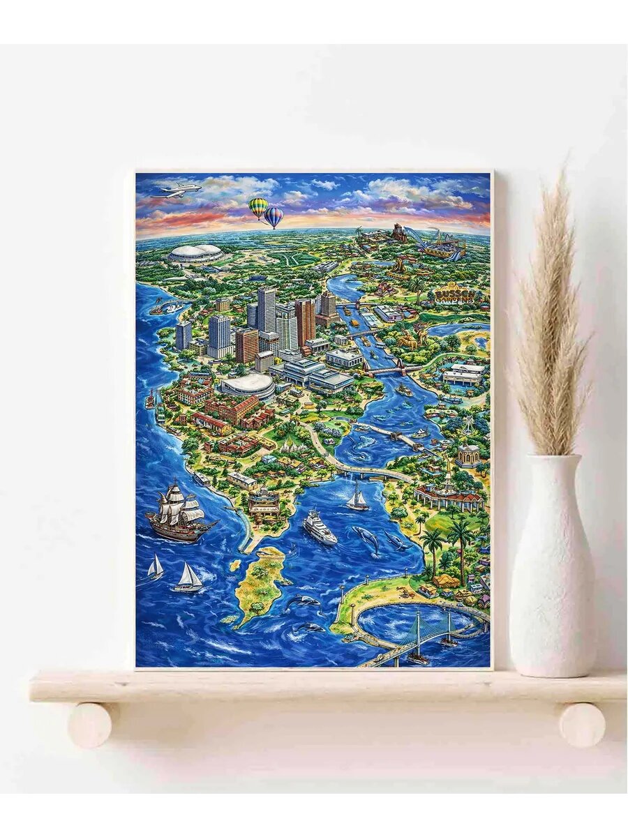 Тампа, США, Fantasy Map, Карта, Плакат 30x42см