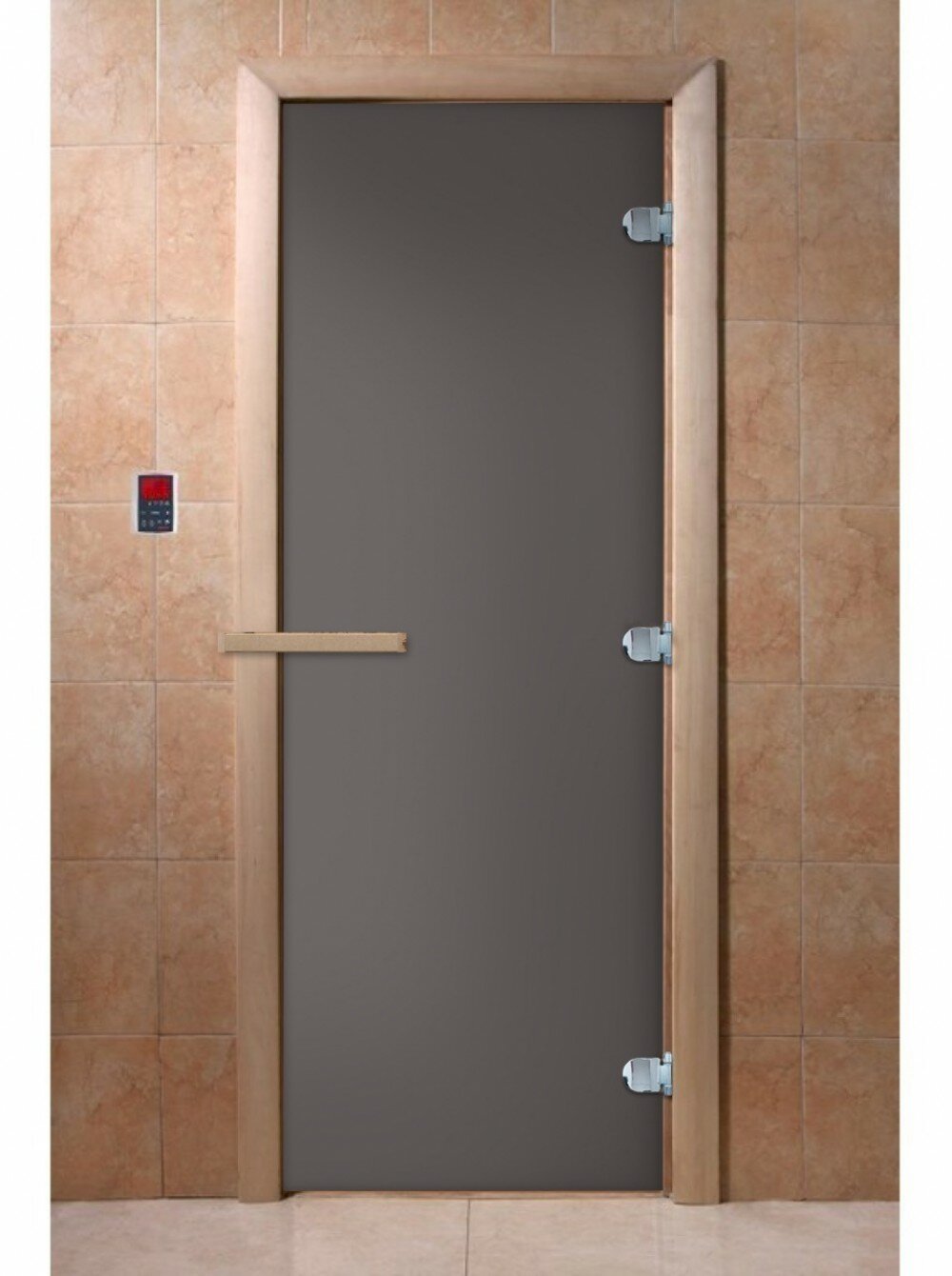 Дверь для бани стеклянная Затмение Графит матовое,1900х700х8мм, 3 петли