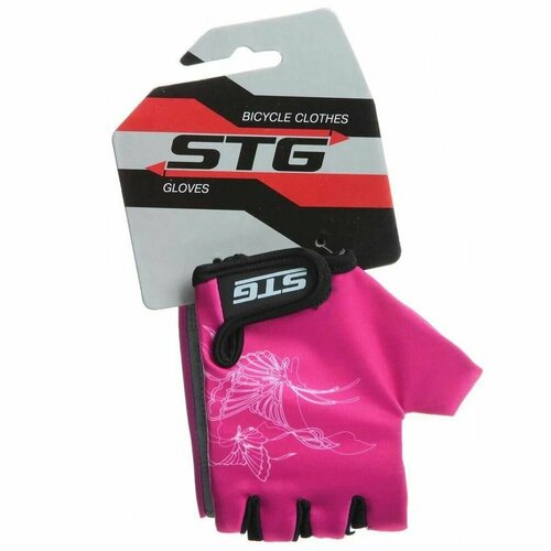 Велосипедные перчатки детские STG X61898-XC, размер XS, кожа/лайкра, серо-розовые