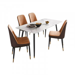 Комплект обеденной мебели Стол 1.6 м и 4 стула Xiaomi Linsy Light Luxury Table and Four Chairs White&Black (JI1R-A+LS073S4-A) - фотография № 1