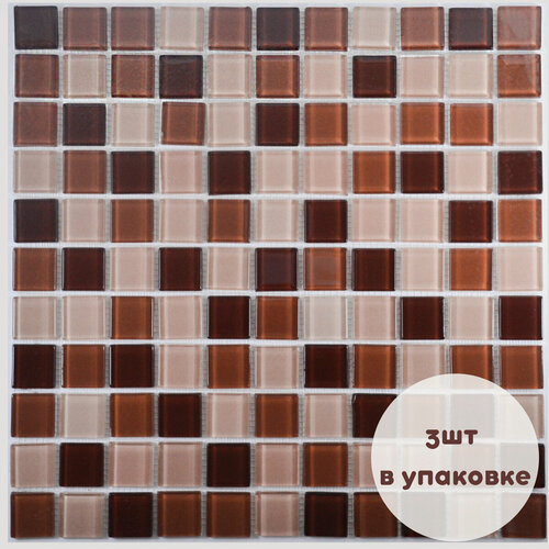 Изображение товара Плитка мозаика Мозаика Стеклянная Glassy, мозаика 30 см x 30 см, размер чипа: 25x25 мм, 3 шт