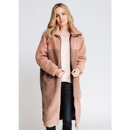 Пальто  ZHRILL, демисезон/зима, силуэт прямой, средней длины, размер XXL, розовый, бежевый