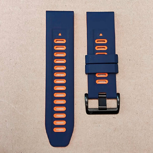 Ремешок силиконовый двухцветный 26 мм для Garmin Fenix 7x/6x/5x/5x plus/3, Descent, Tactix, Enduro, D2, Instinct 2X (темно-синий/оранжевый)