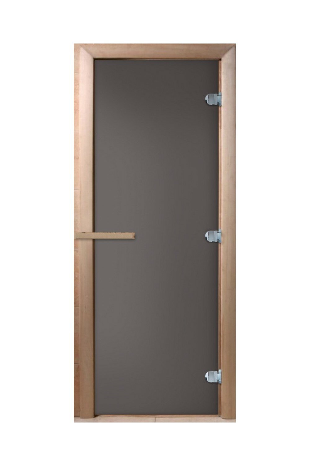 фото Дверь для бани стеклянная Затмение Графит матовое,1900х700х8мм, 3 петли