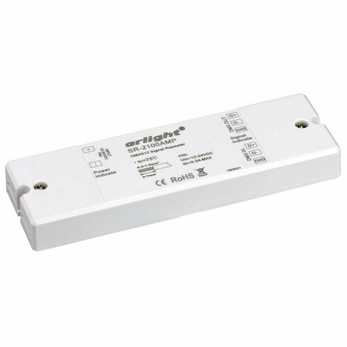 Усилитель DMX-сигнала SR-2100AMP (12-24V, 1CH) (Arlight, IP20 Пластик, 3 года) приёмник передатчик wi dmx сигнала anzhee wi dmx transceiver full