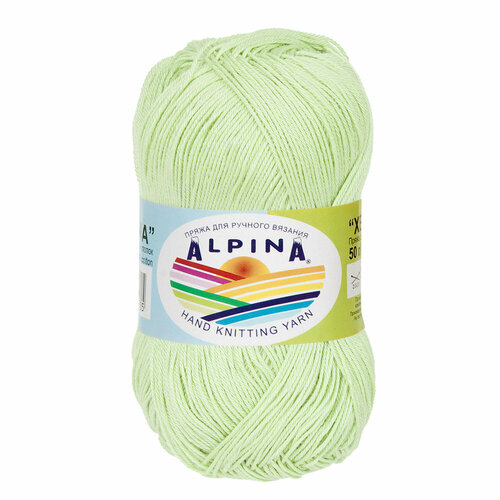 Пряжа ALPINA "XENIA" 100% мерсеризованный хлопок 50 г 240 м №1044 св. св. зеленый