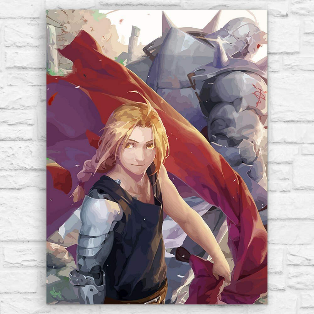 Картина по номерам на холсте аниме Fullmetal Alchemist (Манга, Стальной алхимик) - 14945 В 60x80