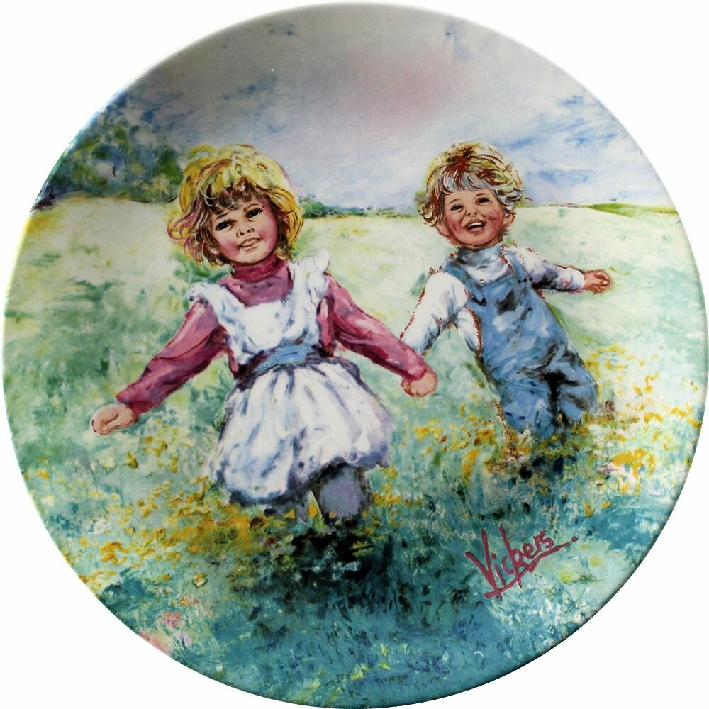 Время игры, винтажная тарелка из серии "Мои воспоминания", Wedgwood, Mary Vickers
