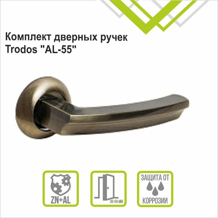 Комплект ручек раздельных на входные и межкомнатные двери Trodos 