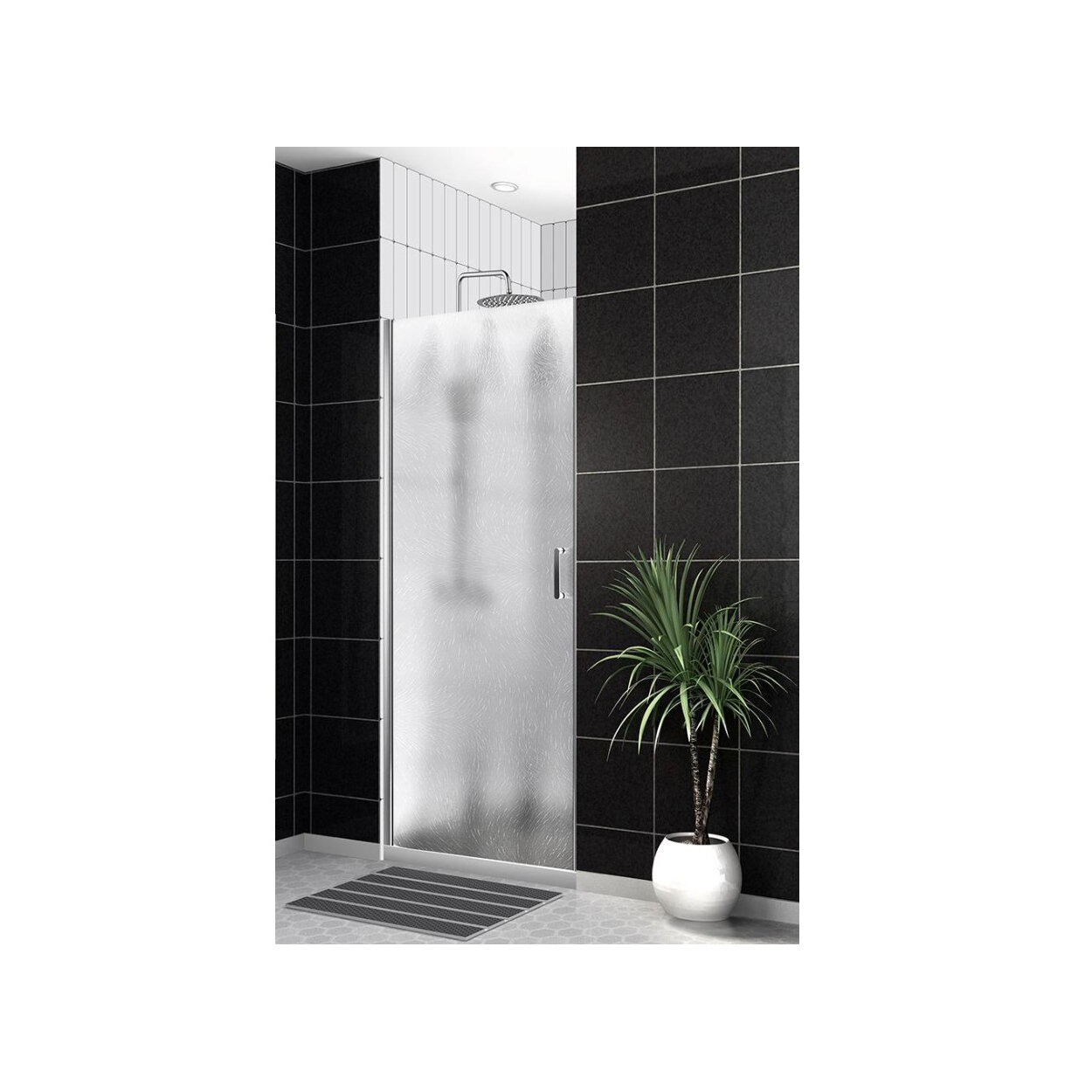 Душевая дверь, стекло Шиншилла, профиль хром, BelBagno UNO-B-1-60-CH-Cr хром, стекло шиншилла 5 мм (600х1900)