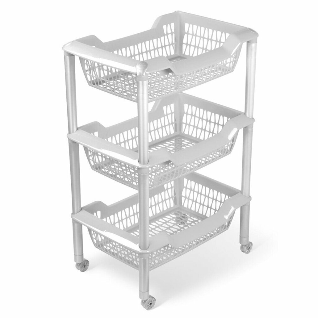 Этажерка универсальная «Джета» 3 корзины светло-серая для хранения овощей