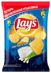 Чипсы Lay's картофельные Сметана и лук рифленые