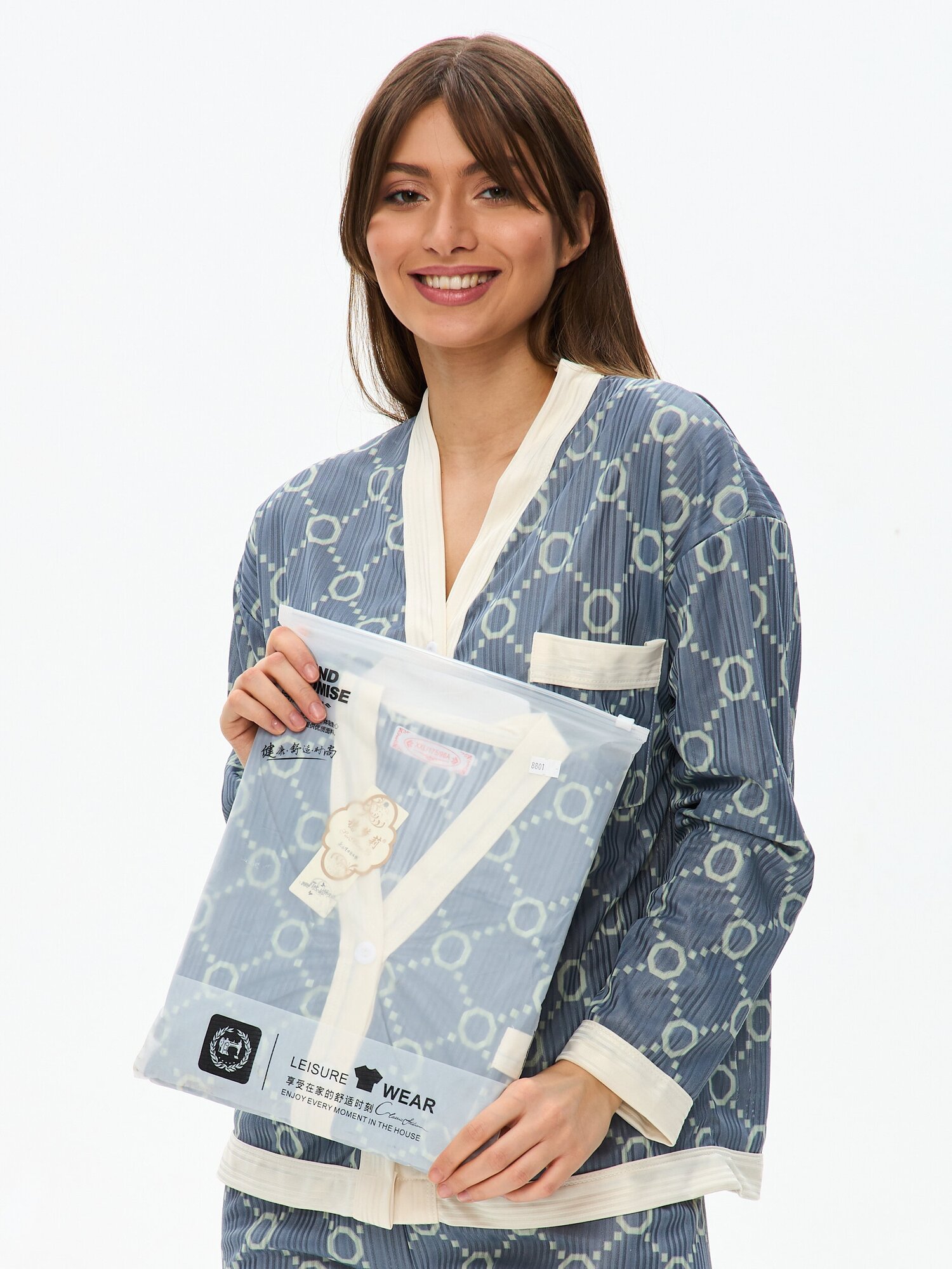 Пижама женская с брюками и рубашкой для сна, домашняя одежда 48/XXL размер - фотография № 3