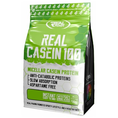 Real Pharm, Casein 100, 700г (Банан) мицеллярный казеин протеин atletic food 100% micellar casein mpс 85 5000 грамм натуральный
