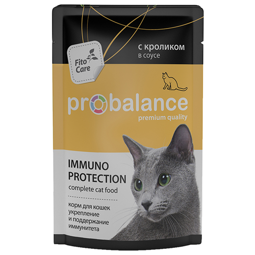 Корм влажный PROBALANCE Immuno Protection для кошек, с кроликом в соусе, 85 г х 25шт.