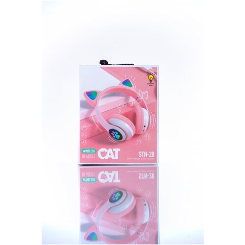 Наушники ушки кошачьи игровые светящиеся беспроводные чёрные 54900₽