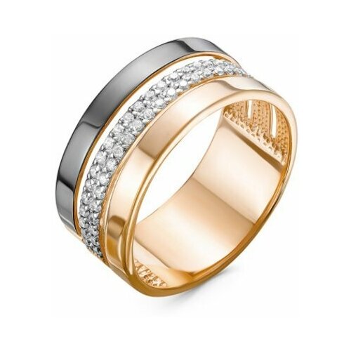 фото Кольцо diamant online, серебро, 925 проба, золочение, фианит, размер 19.5