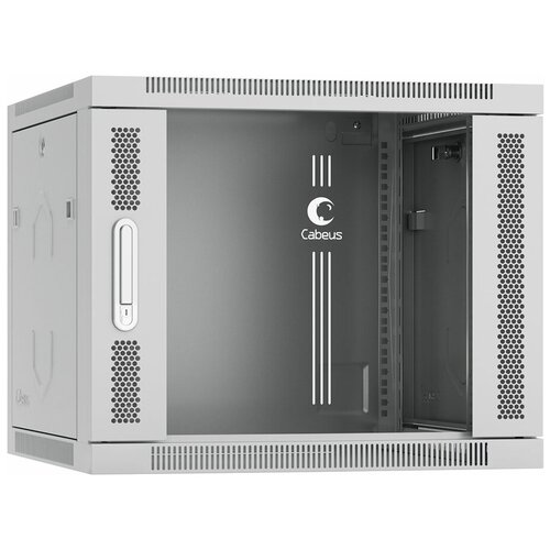 Cabeus SH-05F-9U60/45 Шкаф телекоммуникационный настенный 19 9U 600x450x501mm (ШхГхВ) дверь стекло, цвет серый (RAL 7035) (SH-05F-9U60/45)