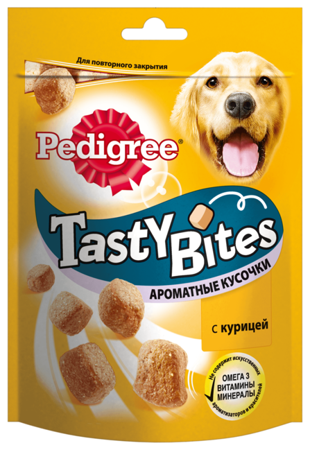 Лакомство для собак Pedigree Tasty Bites ароматные кусочки с курицей