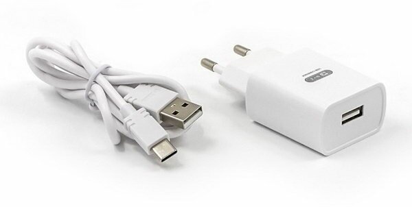 Сетевое зарядное устройство TU8, USB, 2.1 А, кабель Type-C, 1 м, белое