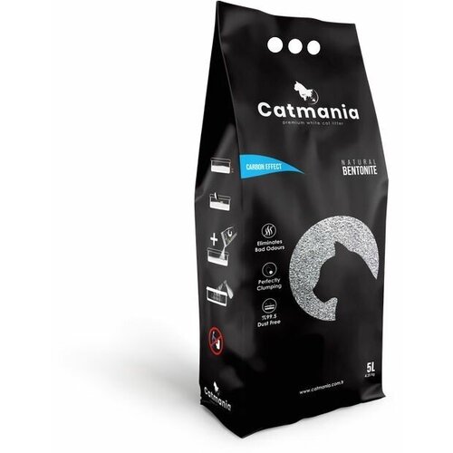 CATMANIA CARBON EFFECT наполнитель комкующийся для туалета кошек с добавление активированного угля (5 л)