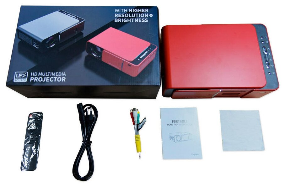 Портативный бюджетный мультимедийный проектор Т6A Smart Wi-Fi HD красный