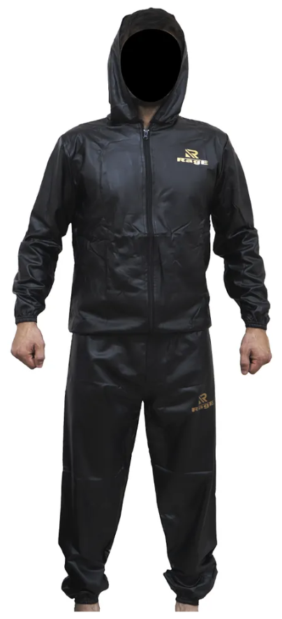 Костюм-сауна Rage fight gear с капюшоном/ спортивный костюм с эффектом сауны/ для занятий спортом/ снижения веса черный, р-р L