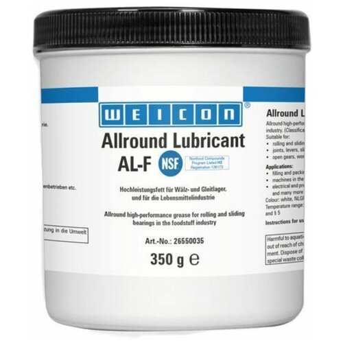 WEICON ALF Высокоэффективная жировая смазка 350 г для вращающихся и скользящих поверхностей в пищевой промышленности tот 30С до 120С