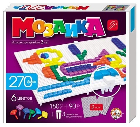 Мозаика фигурная 6 цветов 270 шт 2 поля 00977ДК