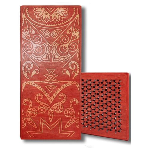 фото Доска садху с динамическими гвоздями, роспись - 5 шаг 10мм красная goodwood